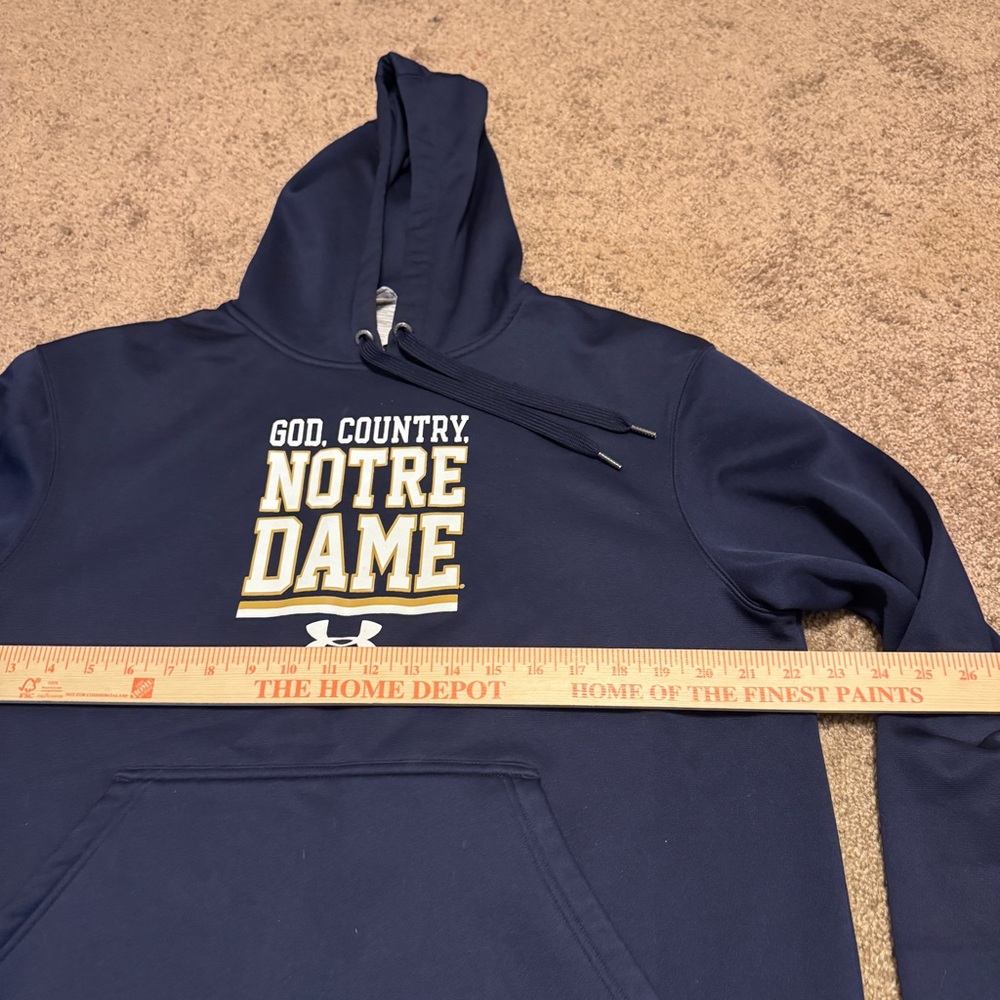 Notre Dame Under Armour Hoodie Mens Medium Blue Loose Pullover Long Sleeve NCAA - Picture 6 of 9